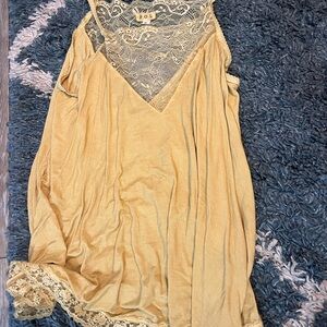POL Yellow Asymmetrical Lace Camisole